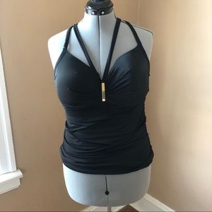 Black Crossover Bathing Suit Top